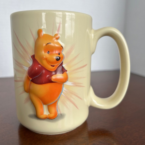 Disney Store Winnie the Pooh 3D Raised Embossed Coffee Mug Honey Yellow - Picture 2 of 8
